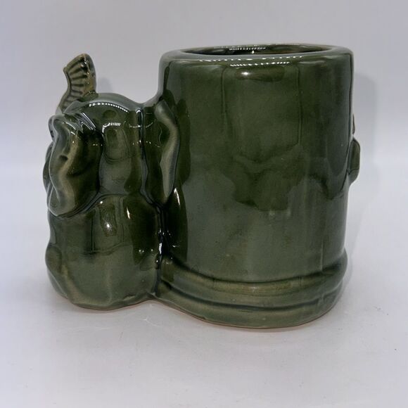 Ceramic Majolica Lucky Bamboo Ceramic Elephant Planter Pot - Picture 3 of 8